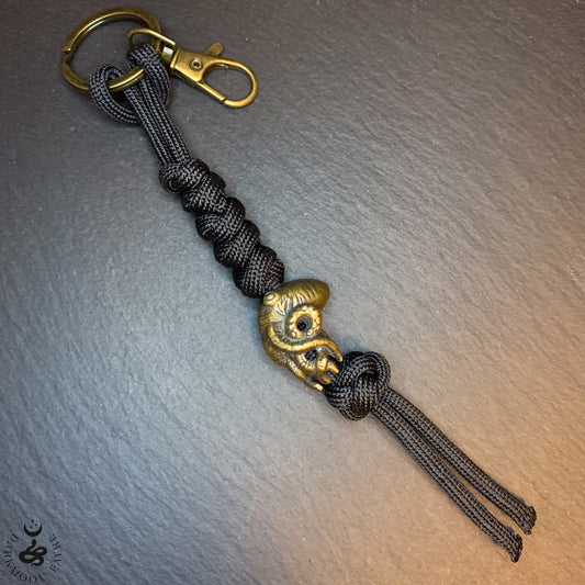 Japanese Netsuke Style Octopus Keyring In Antiqued Bronze, can also be used as a zipper pull, knife lanyard, bag or boot charm - Darkmoon Fayre