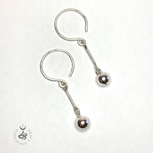 Jingle Witch Bell Earrings With Hand Forged Hoops And Bars In All 925 Sterling Silver - Darkmoon Fayre