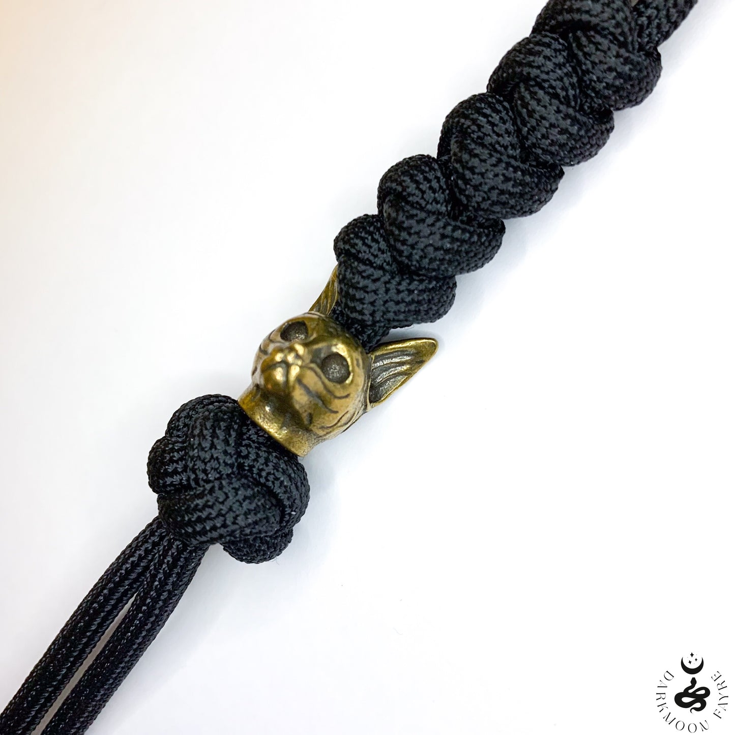 Japanese Netsuke Style Cat Keyring In Antiqued Bronze, can also be used as a zipper pull, knife lanyard, bag or boot charm - Darkmoon Fayre