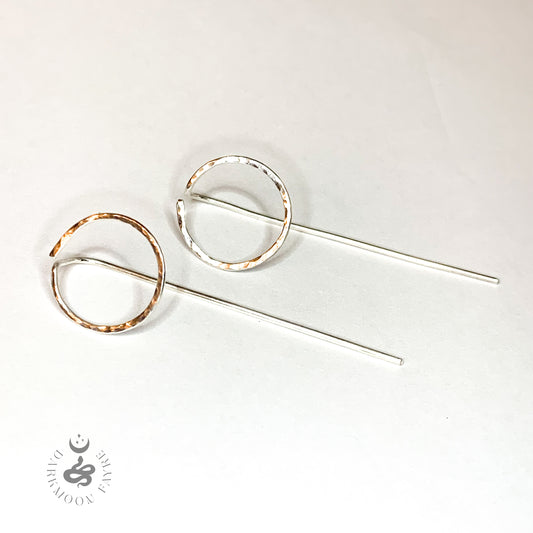 Hammer Textured Hand Forged Open Circle Earrings In 925 Sterling Silver - Darkmoon Fayre