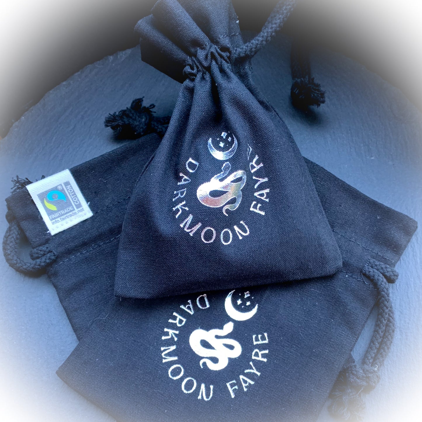 DnD 7 Dice Burning Ember Dragon Aurora Set With A Fairtrade Cotton Storage Pouch - Darkmoon Fayre