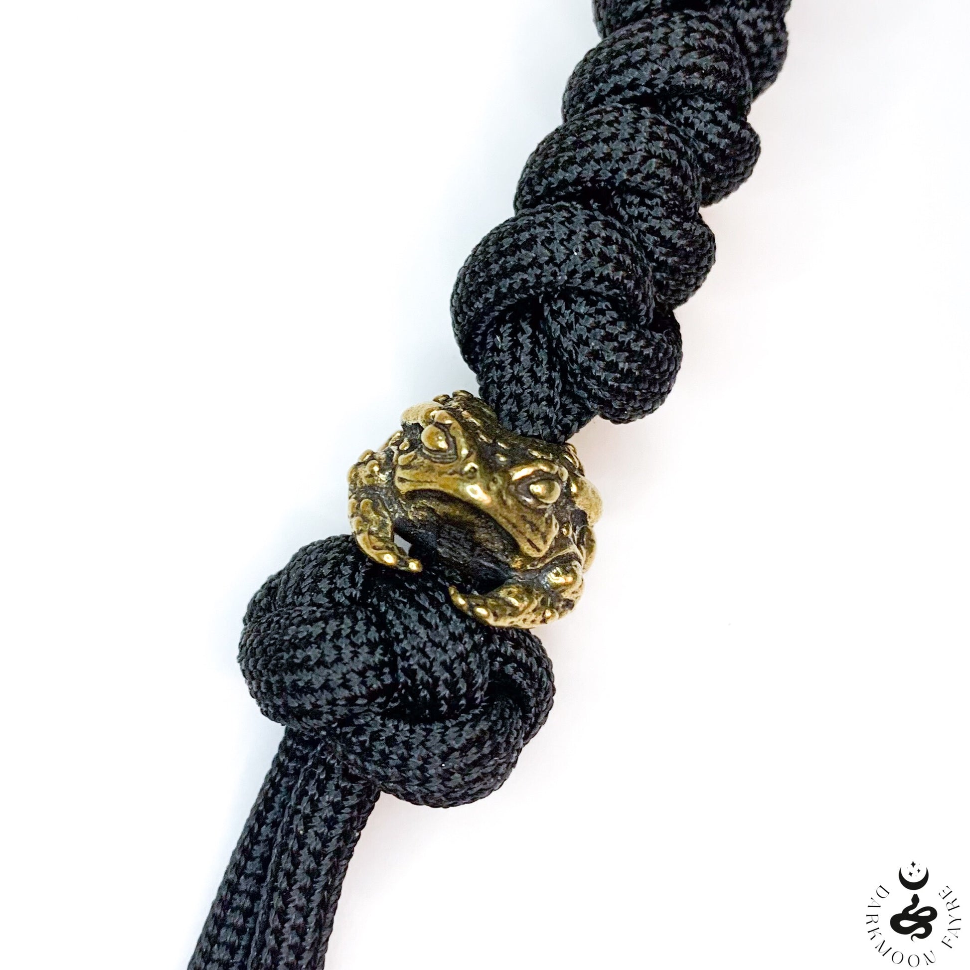Japanese Netsuke Style Toad Keyring In Antiqued Bronze, can also be used as a zipper pull, knife lanyard, bag or boot charm - Darkmoon Fayre