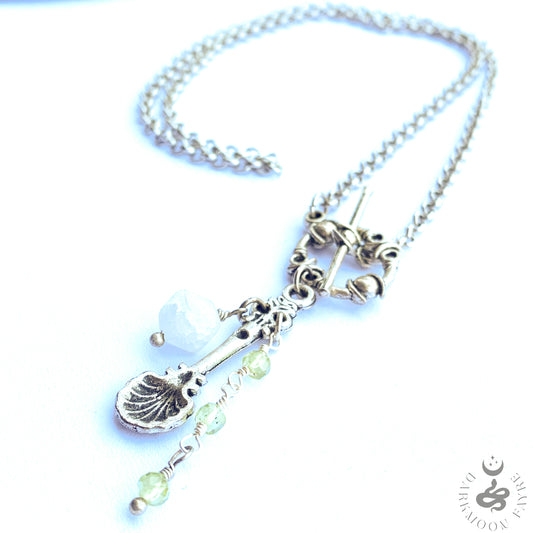 Absinthe Ritual Green Fairy Necklace With Peridot And Quartz "sugar cubes" In Silver - Darkmoon Fayre