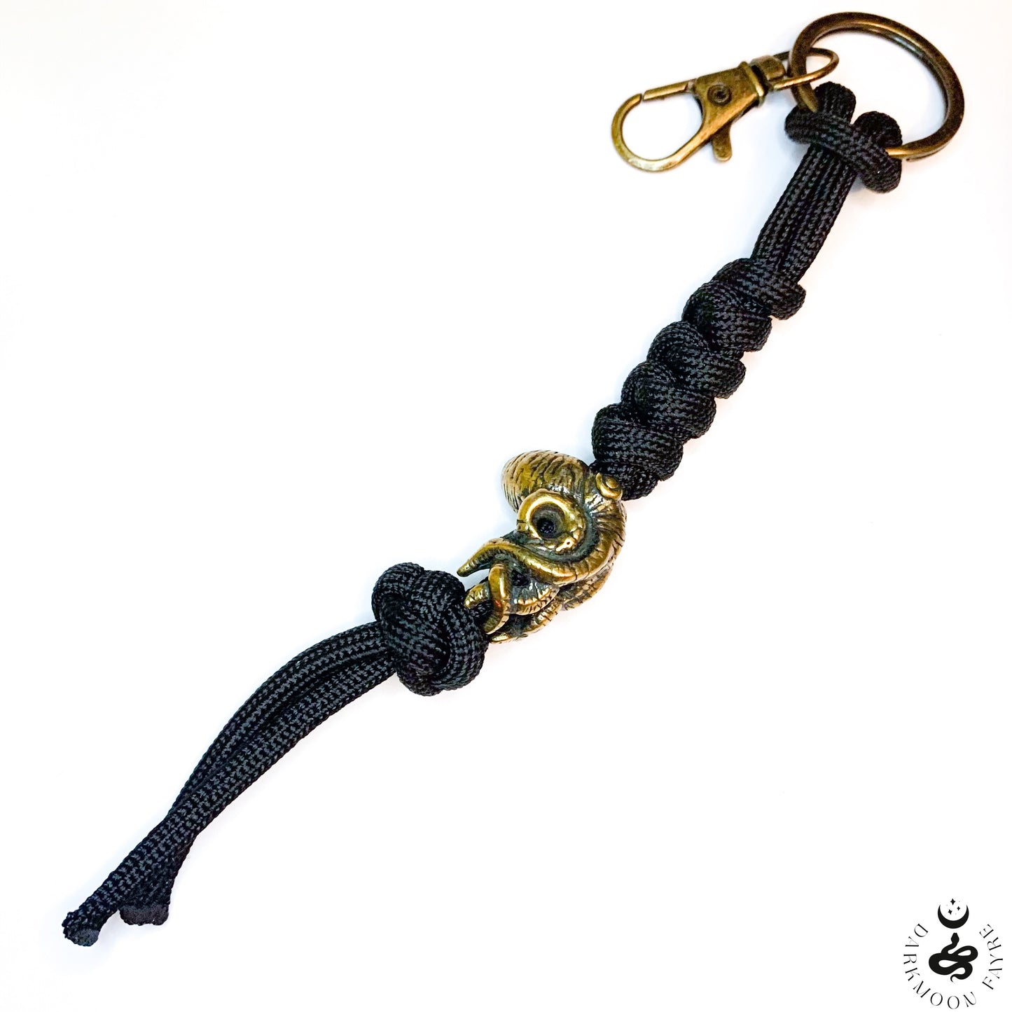 Japanese Netsuke Style Octopus Keyring In Antiqued Bronze, can also be used as a zipper pull, knife lanyard, bag or boot charm - Darkmoon Fayre