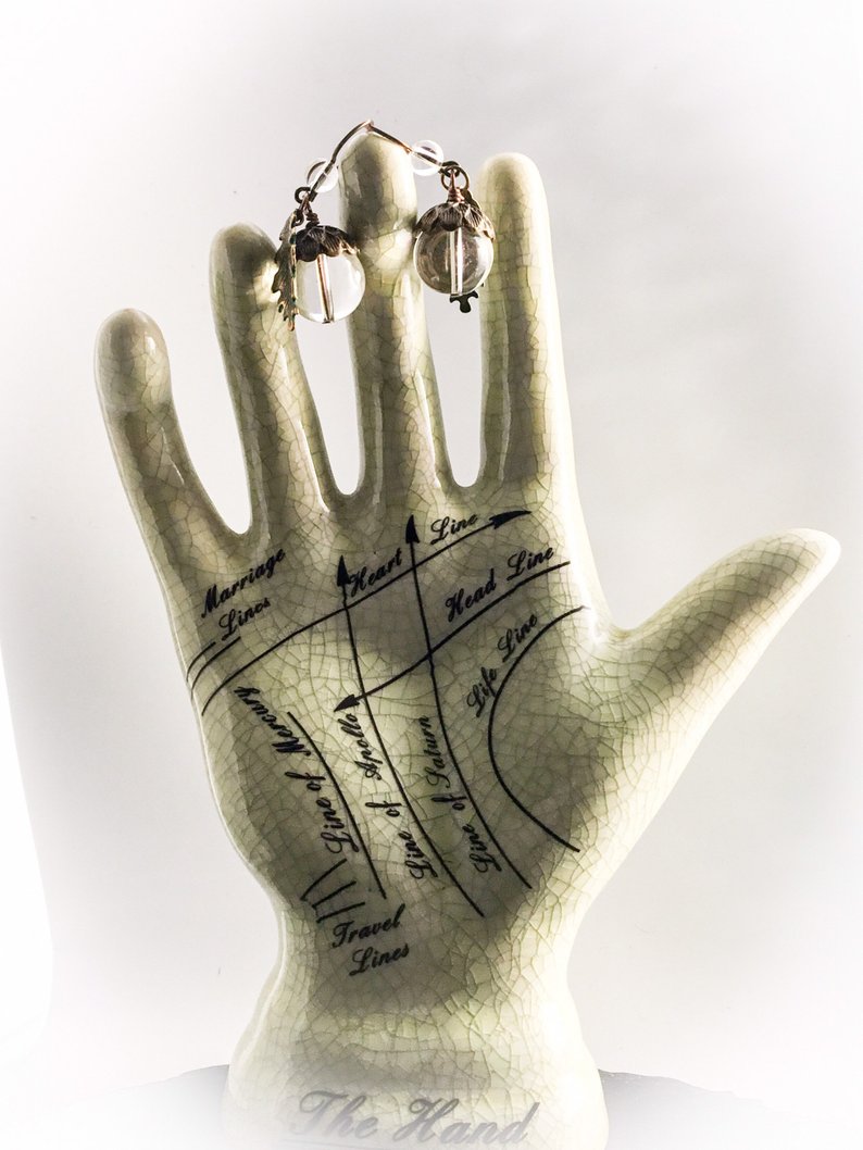 Oak King Acorn Earrings. Clear Quartz Crystal, Antiqued Bronze. Solid Niobium Ear-Wire. - Darkmoon Fayre