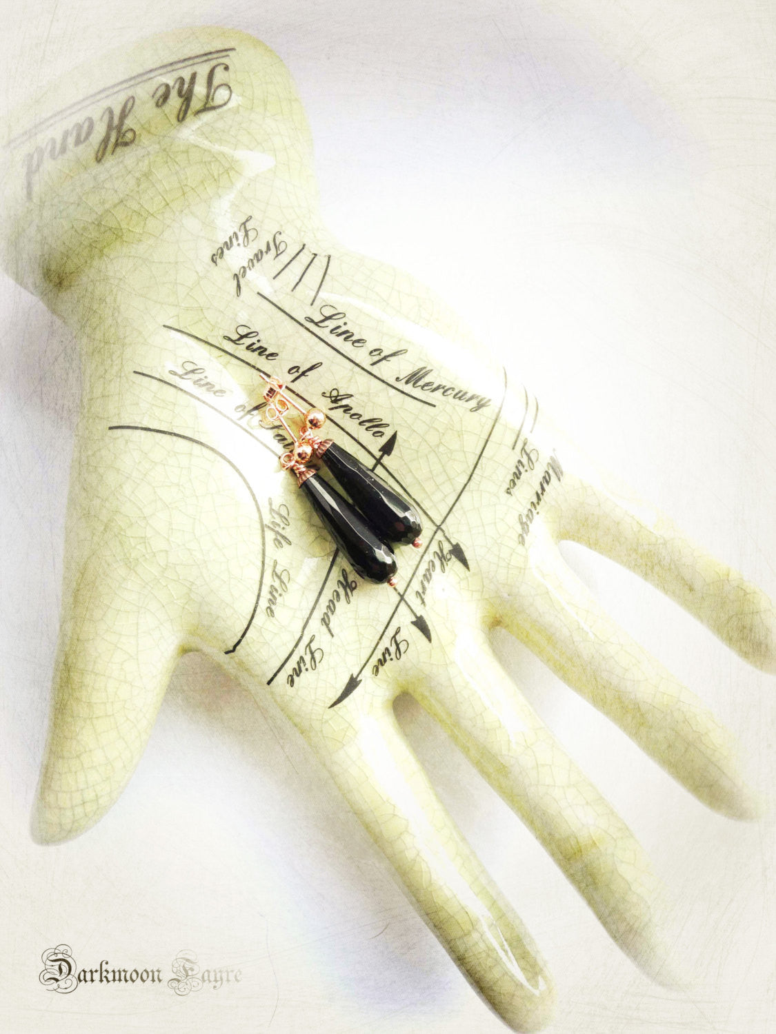 Black Onyx & Rose Gold Earrings. Classic Victorian Style. Ball & Post 9ct Rose Gold on 925 Silver - Darkmoon Fayre