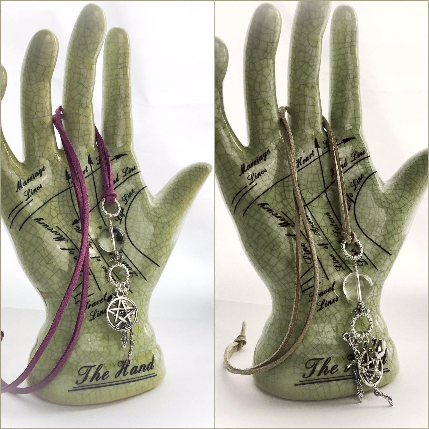 Fortune Teller's Necklace. Tarot Suites Charms & Natural Quartz Crystal “Ball”. - Darkmoon Fayre