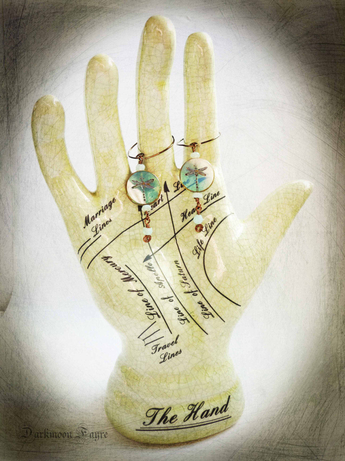 Dragonfly Dreams Hoop Earrings. Peruvian Blue Opal & Picasso Glass. Antiqued Bronze. Niobium Option - Darkmoon Fayre