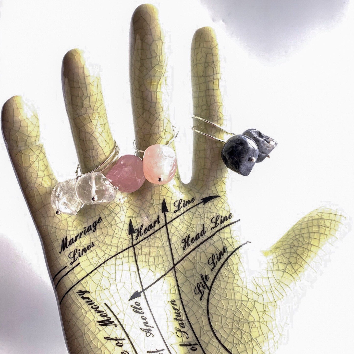 Legend of the Crystal Skull Hoop Earrings. Clear Quartz/Rock Crystal. All 925 Sterling Silver. - Darkmoon Fayre