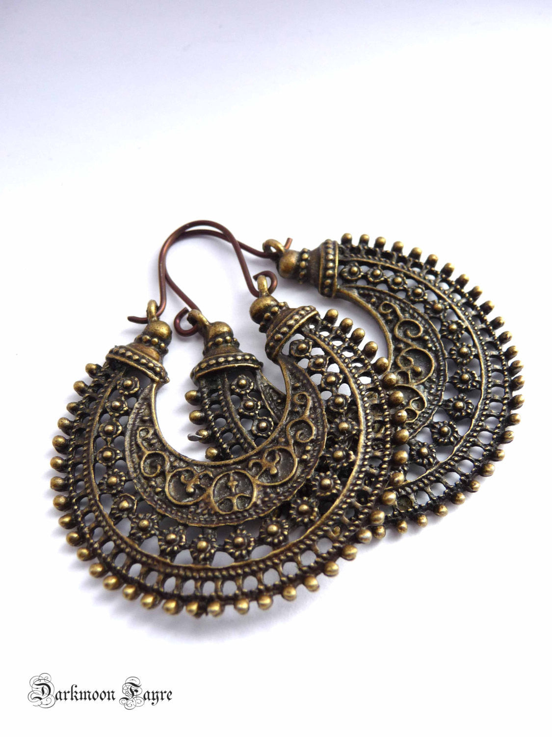 Niobe Tribal Bohemian Hoops. Hypo-Allergenic Niobium Ear-Wires. Antiqued Bronze. Gypsy Earrings - Darkmoon Fayre