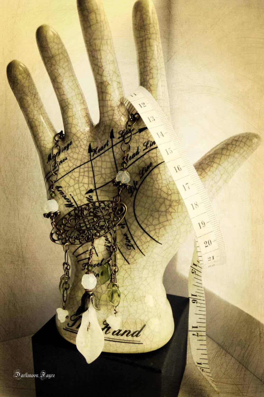 White Jade Calla Lilly Negligee Necklace. Art Nouveau inspired in antiqued bronze filigree. - Darkmoon Fayre