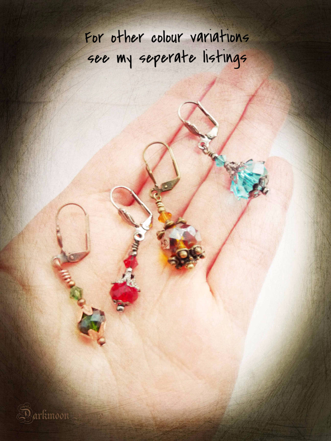 Victorian Bauble Earrings. Amber Swarovski Crystals & Glass. Antique Bronze. Niobium Ear-wire Option - Darkmoon Fayre