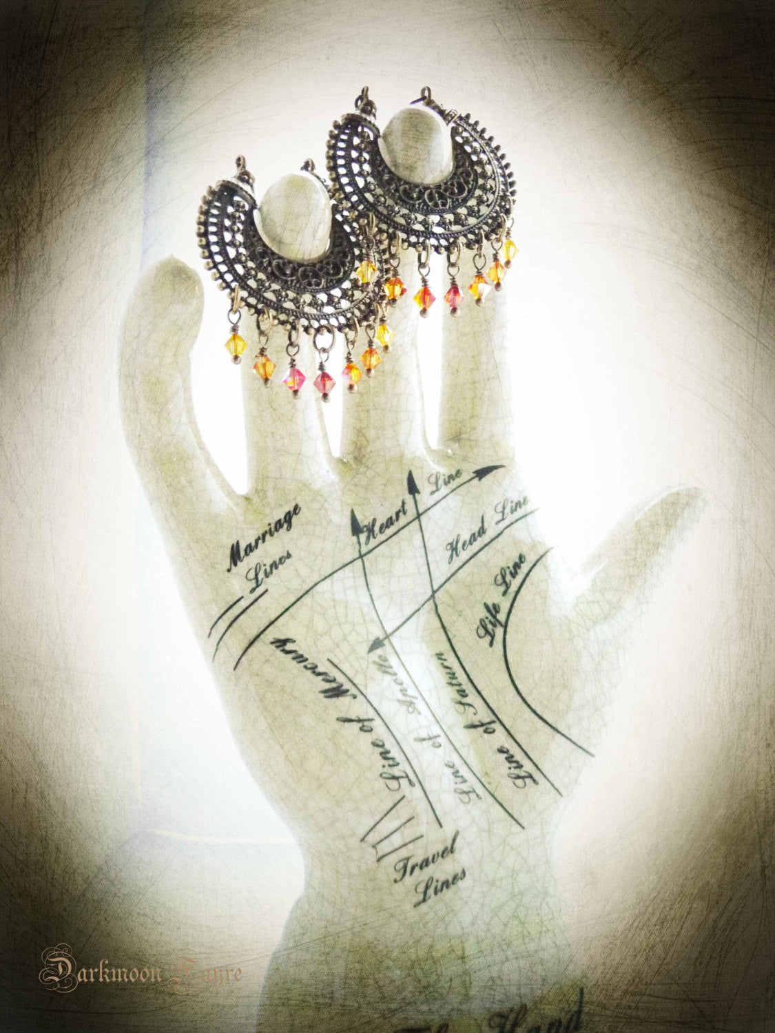 Fire Dancer Gypsy Hoops. Ombre Shades of Flame Swarovski Crystals. Niobium Ear-wire. Antiqued Bronze - Darkmoon Fayre
