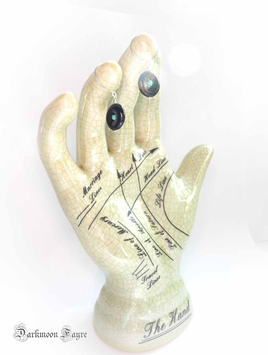 Sleeping Beauty Turquoise & Obsidian/Dragon Glass Earrings. 925 Sterling Silver Hand Forged Hoops - Darkmoon Fayre