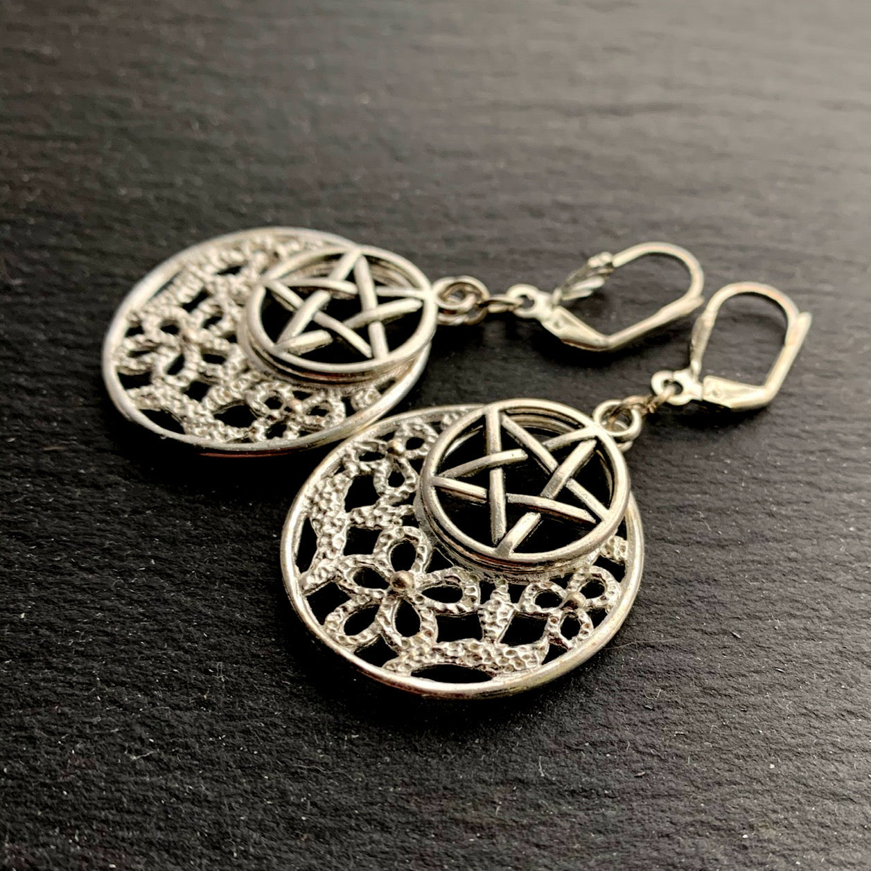 Floral Artemis Goddess Luna Earrings. 925 Sterling & Titanium Ear-wire Options. - Darkmoon Fayre