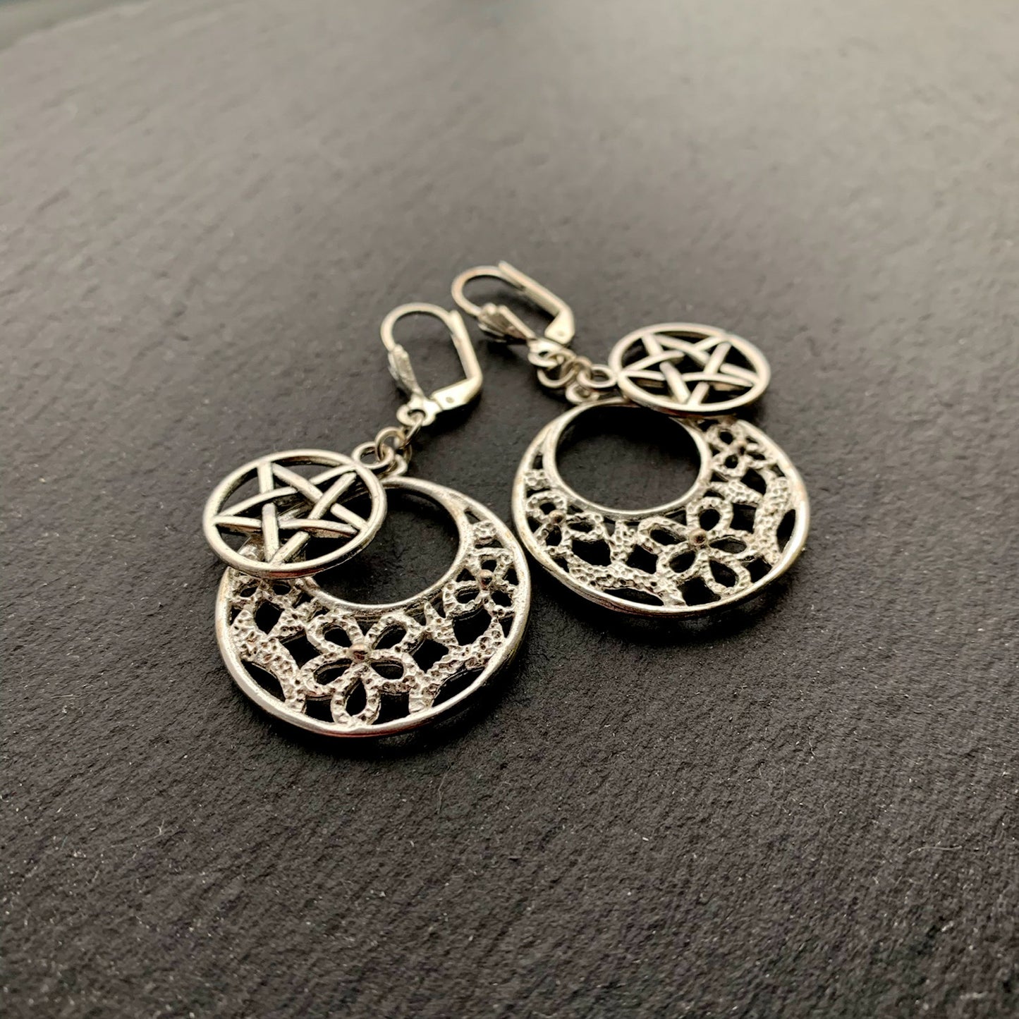 Floral Artemis Goddess Luna Earrings. 925 Sterling & Titanium Ear-wire Options. - Darkmoon Fayre