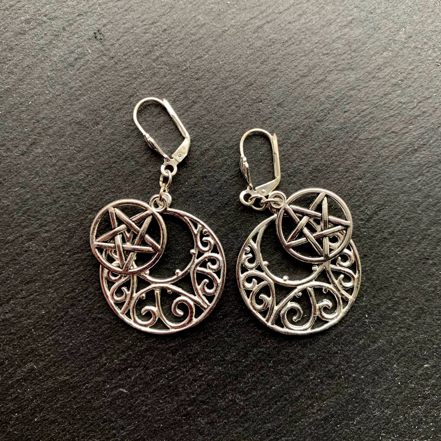 Celtic Swirl Artemis Goddess Luna Earrings. 925 Sterling or Titanium Ear-wire Options. - Darkmoon Fayre