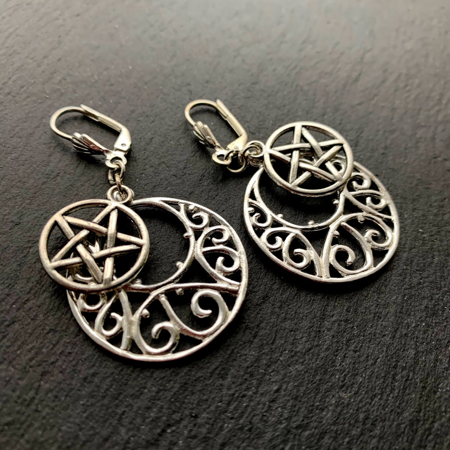 Celtic Swirl Artemis Goddess Luna Earrings. 925 Sterling or Titanium Ear-wire Options. - Darkmoon Fayre