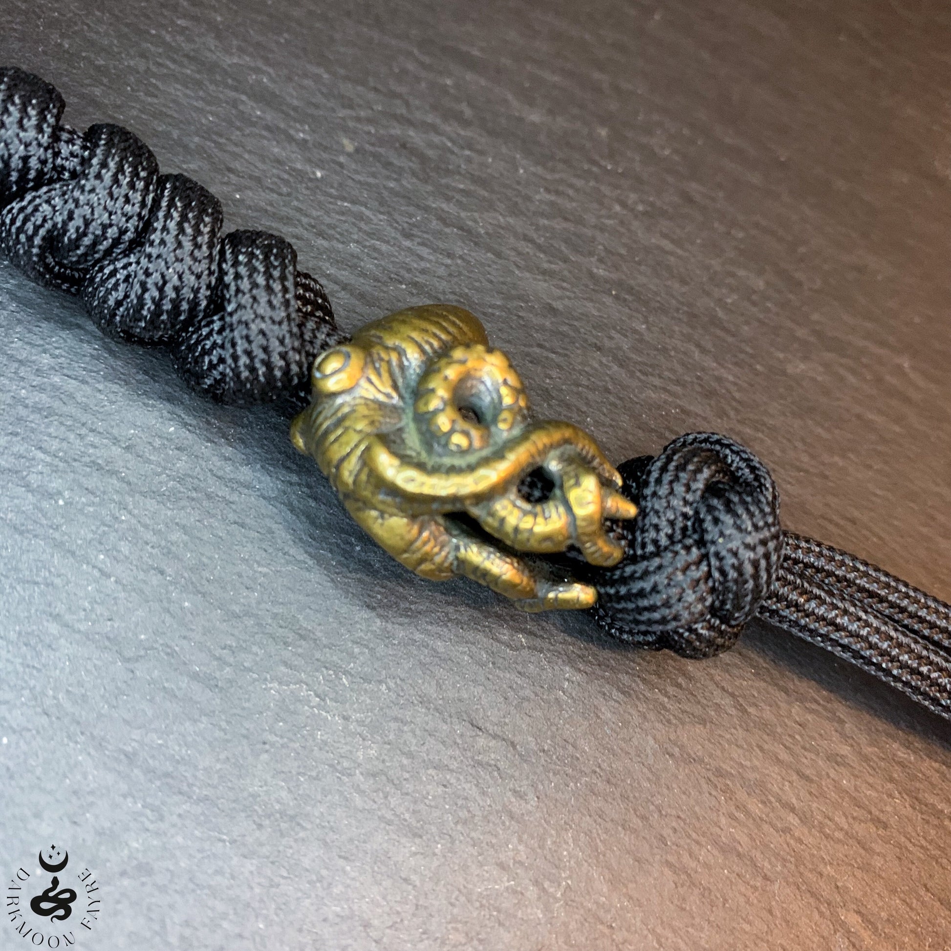 Japanese Netsuke Style Octopus Keyring In Antiqued Bronze, can also be used as a zipper pull, knife lanyard, bag or boot charm - Darkmoon Fayre