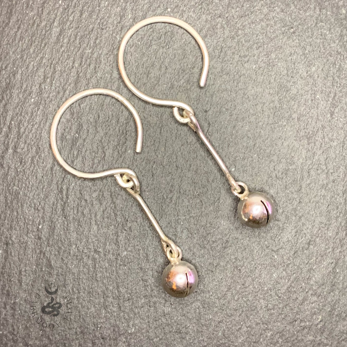 Jingle Witch Bell Earrings With Hand Forged Hoops And Bars In All 925 Sterling Silver - Darkmoon Fayre