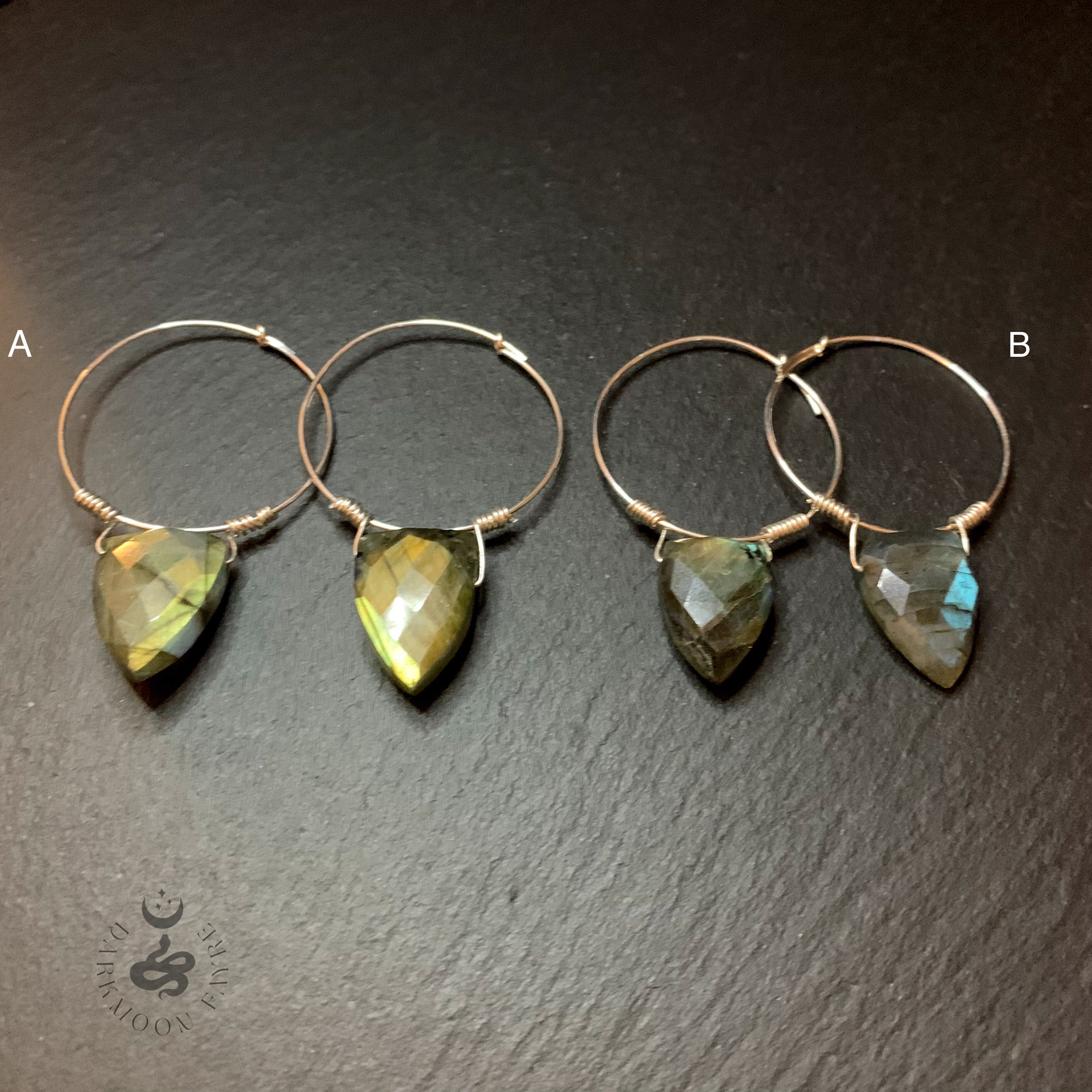 Forged Hoop Labradorite Trio outlet Earrings