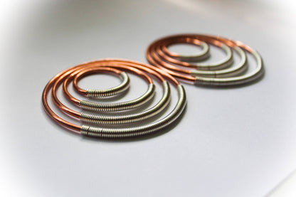 Tribal Hoops. Solid 925 Sterling Silver Coils. Solid 2mm/12 gauge Bare Copper. Choice of 4 Sizes - Darkmoon Fayre