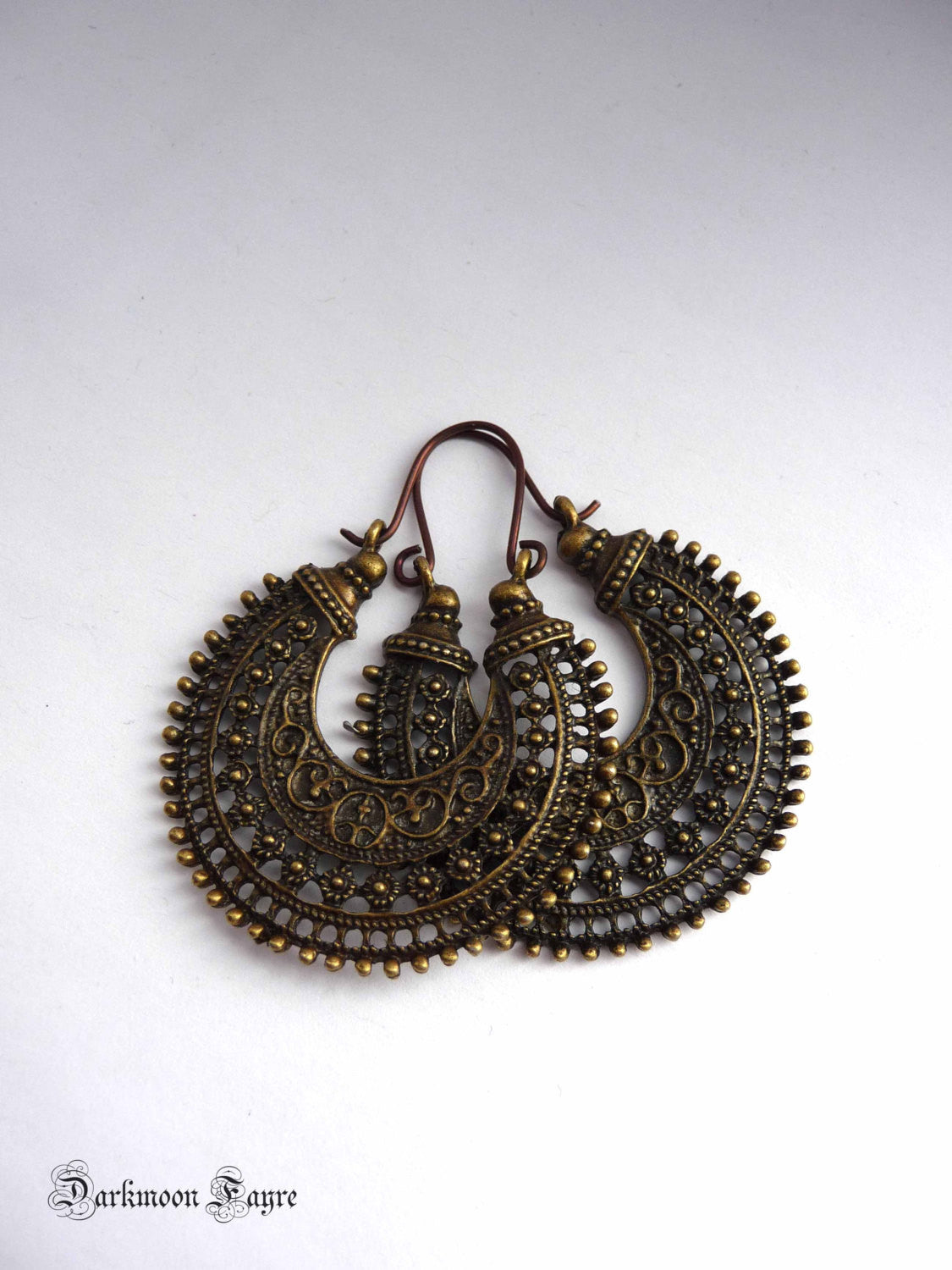 Niobe Tribal Bohemian Hoops. Hypo-Allergenic Niobium Ear-Wires. Antiqued Bronze. Gypsy Earrings - Darkmoon Fayre