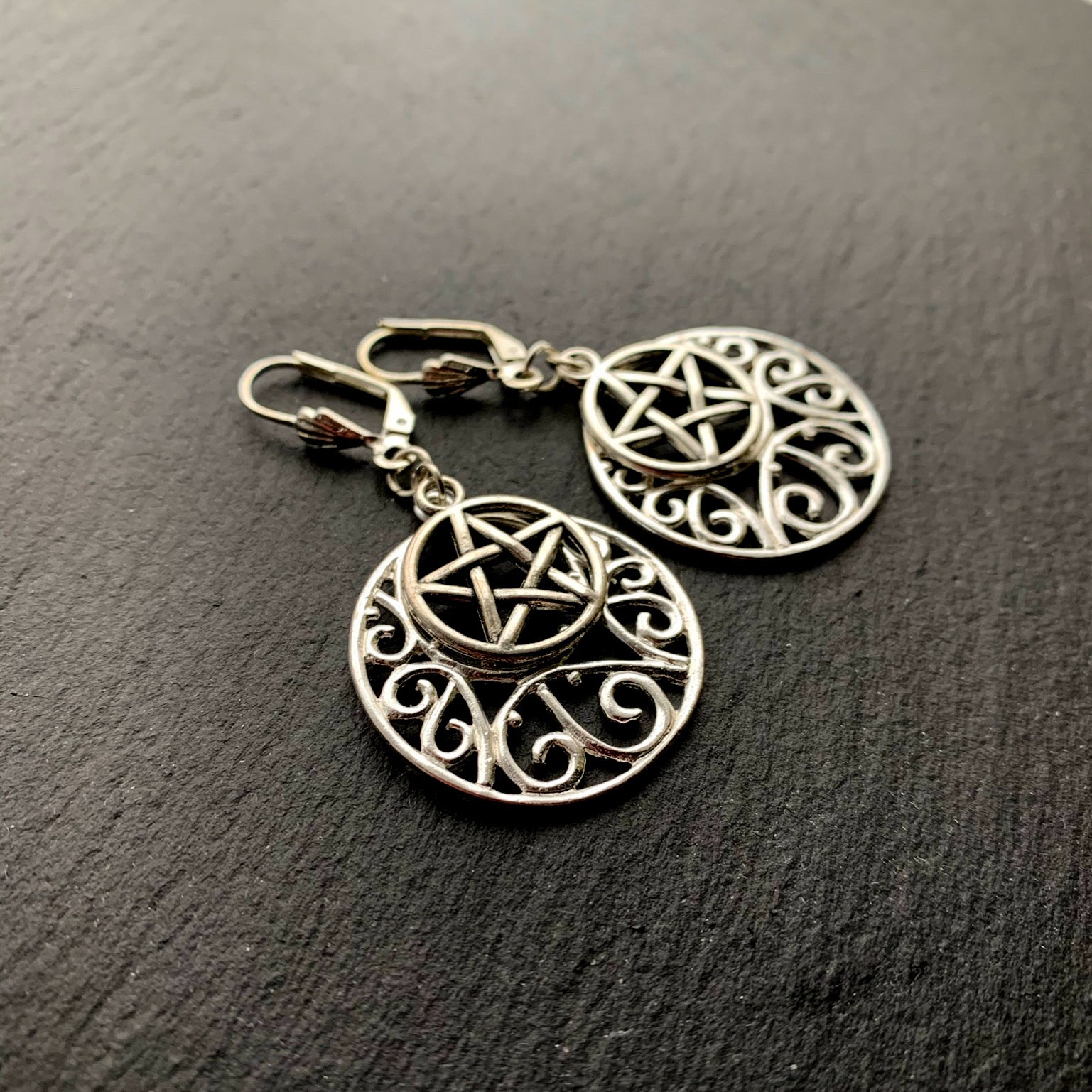 Celtic Swirl Artemis Goddess Luna Earrings. 925 Sterling or Titanium Ear-wire Options. - Darkmoon Fayre